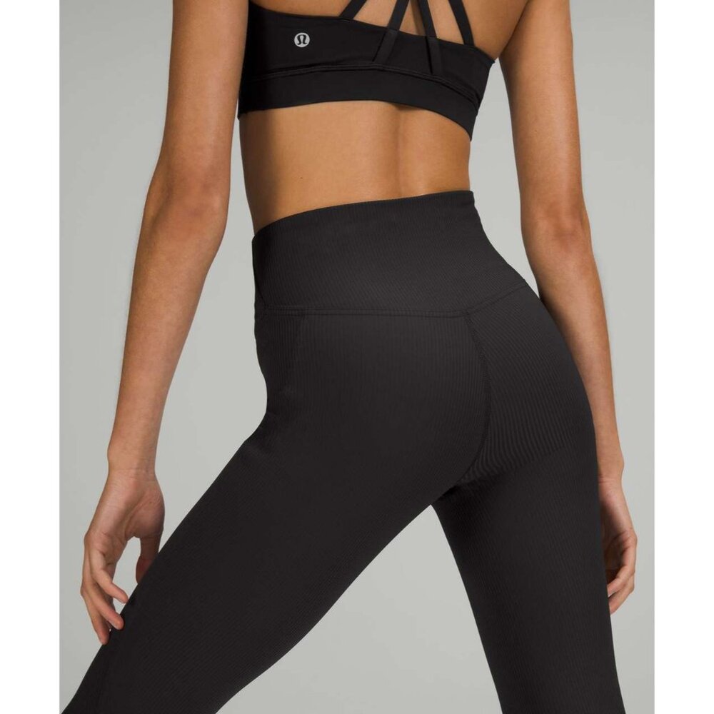 Lululemon Base Pace High-Rise Black Ribbed Nulux Athletic Tights Leggings Sz 4 - Picture 5 of 9